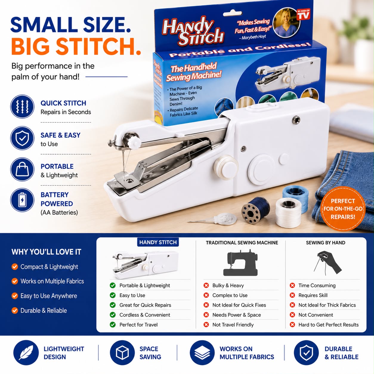 Portable Mini Stitch Machine – Handheld Sewing Machine for Quick Repairs & DIY Projects